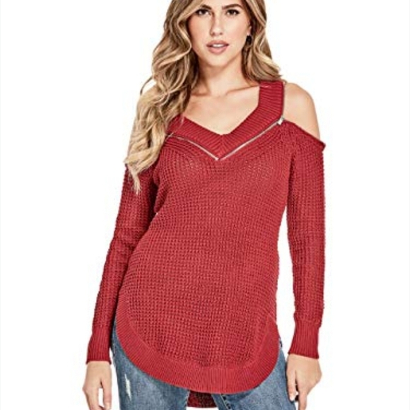 G By Guess Women's Mara Off-the-Shoulder Plum Sweater S - Picture 1 of 6